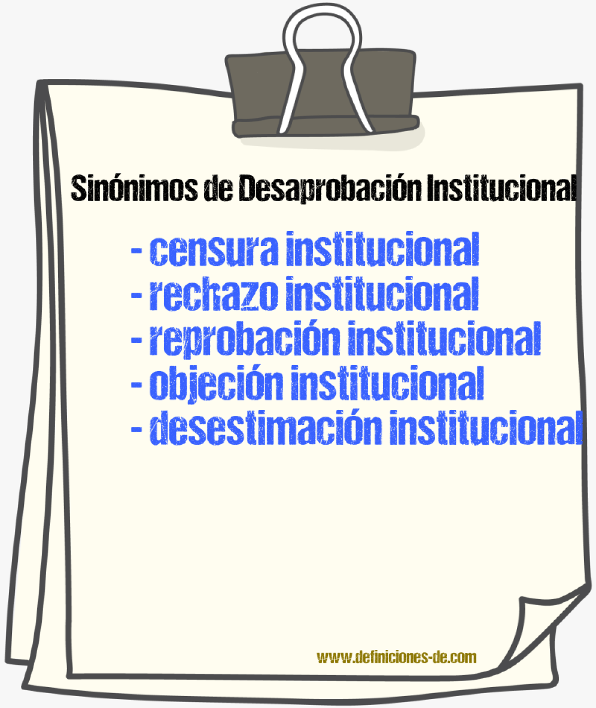 Sinónimos de desaprobación institucional
