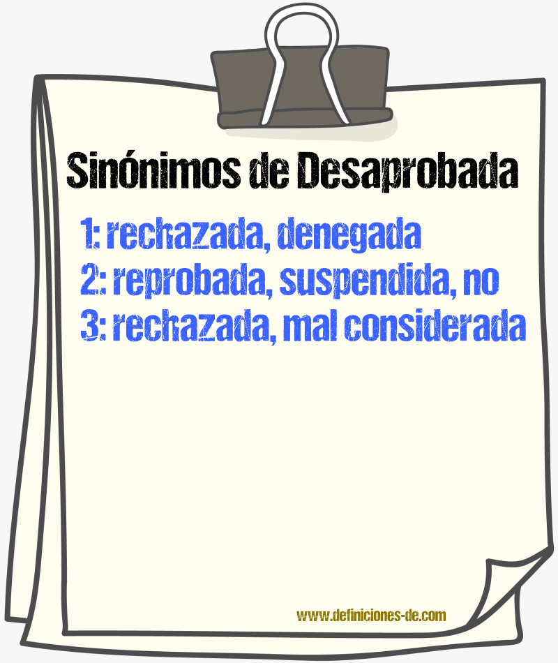 Sinónimos de desaprobada