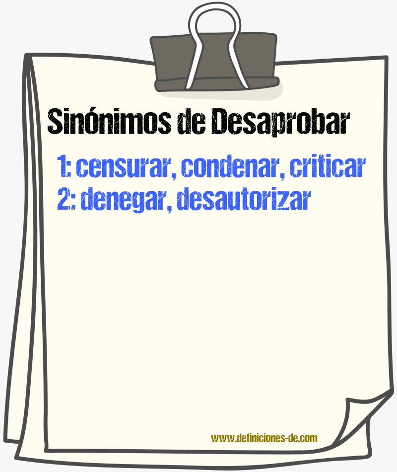 Sinnimos de desaprobar