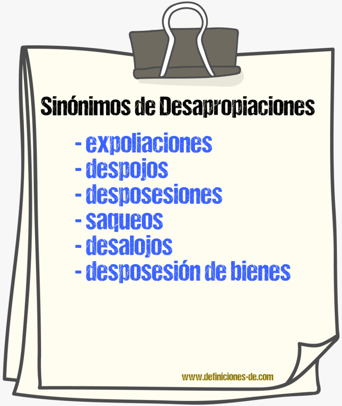 Sinónimos de desapropiaciones