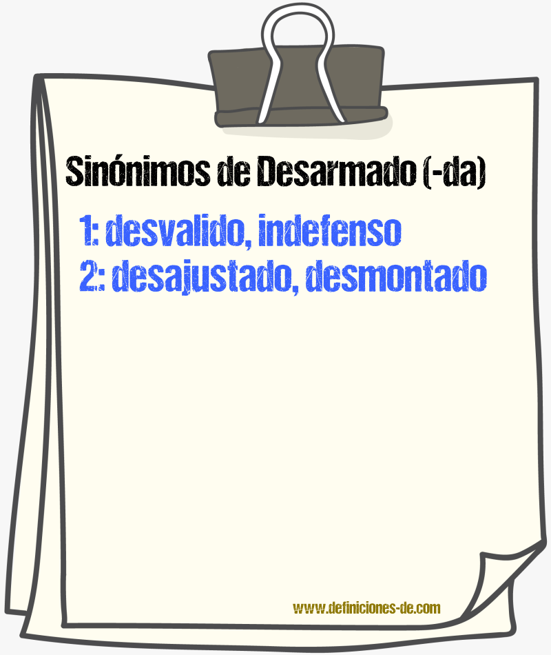 Sinnimos de desarmado