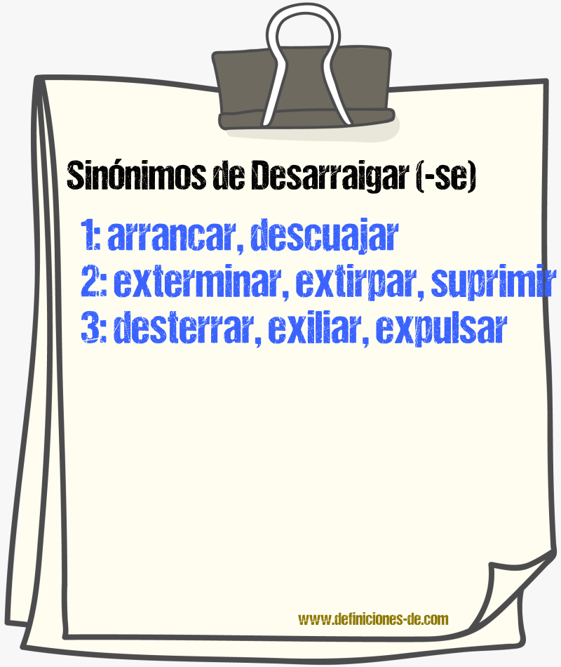 Sinnimos de desarraigar