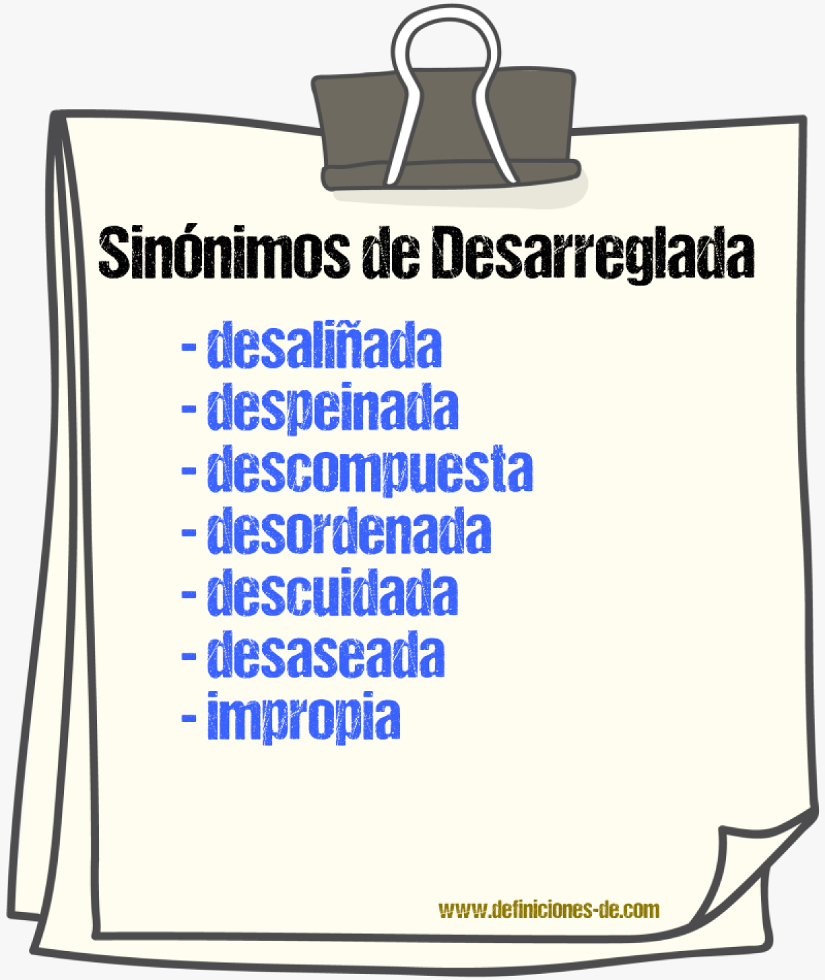 Sinónimos de desarreglada