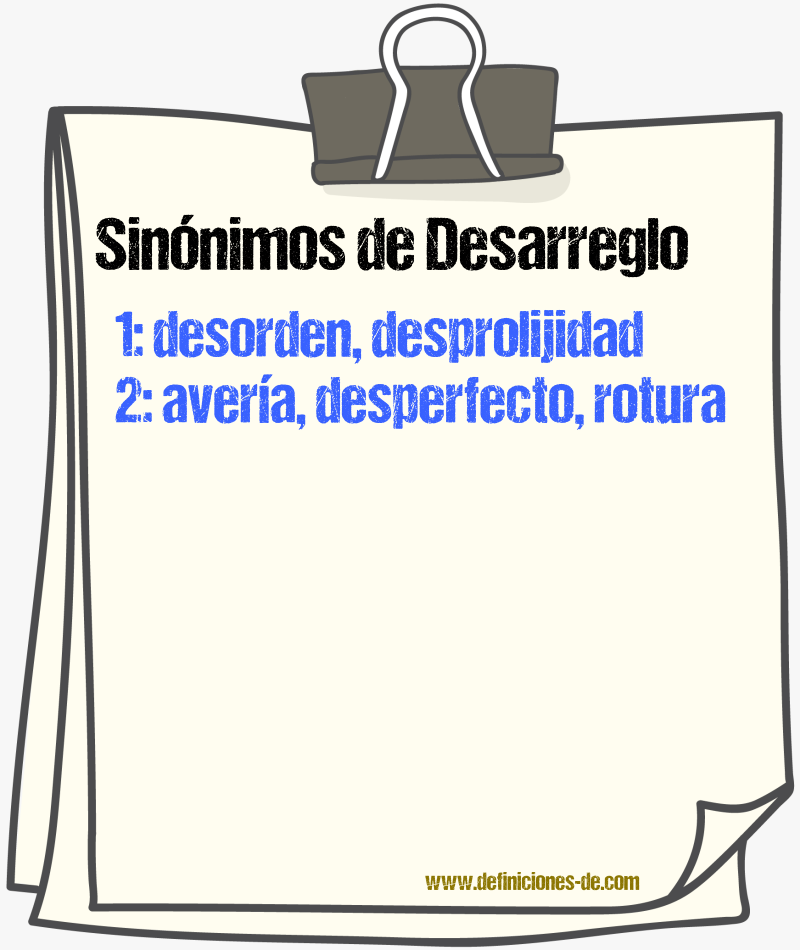 Sinnimos de desarreglo