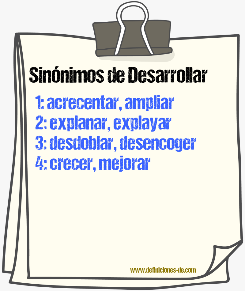 Sinnimos de desarrollar