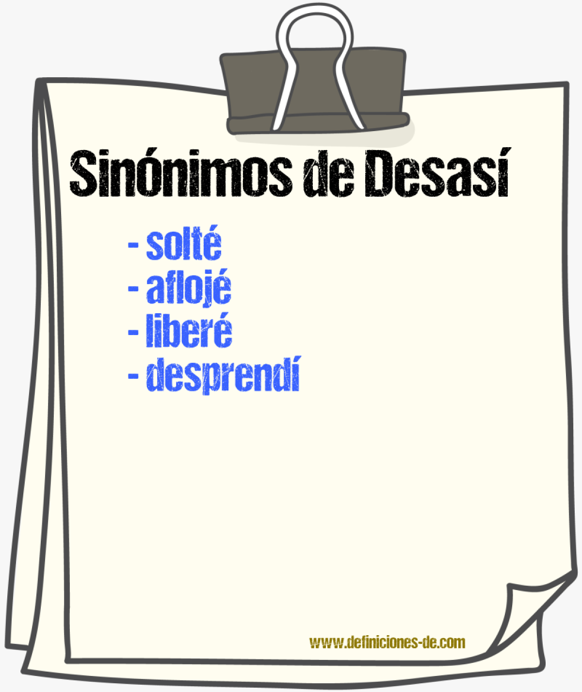 Sinónimos de desasí