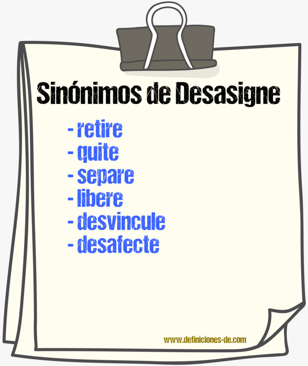 Sinónimos de desasigne