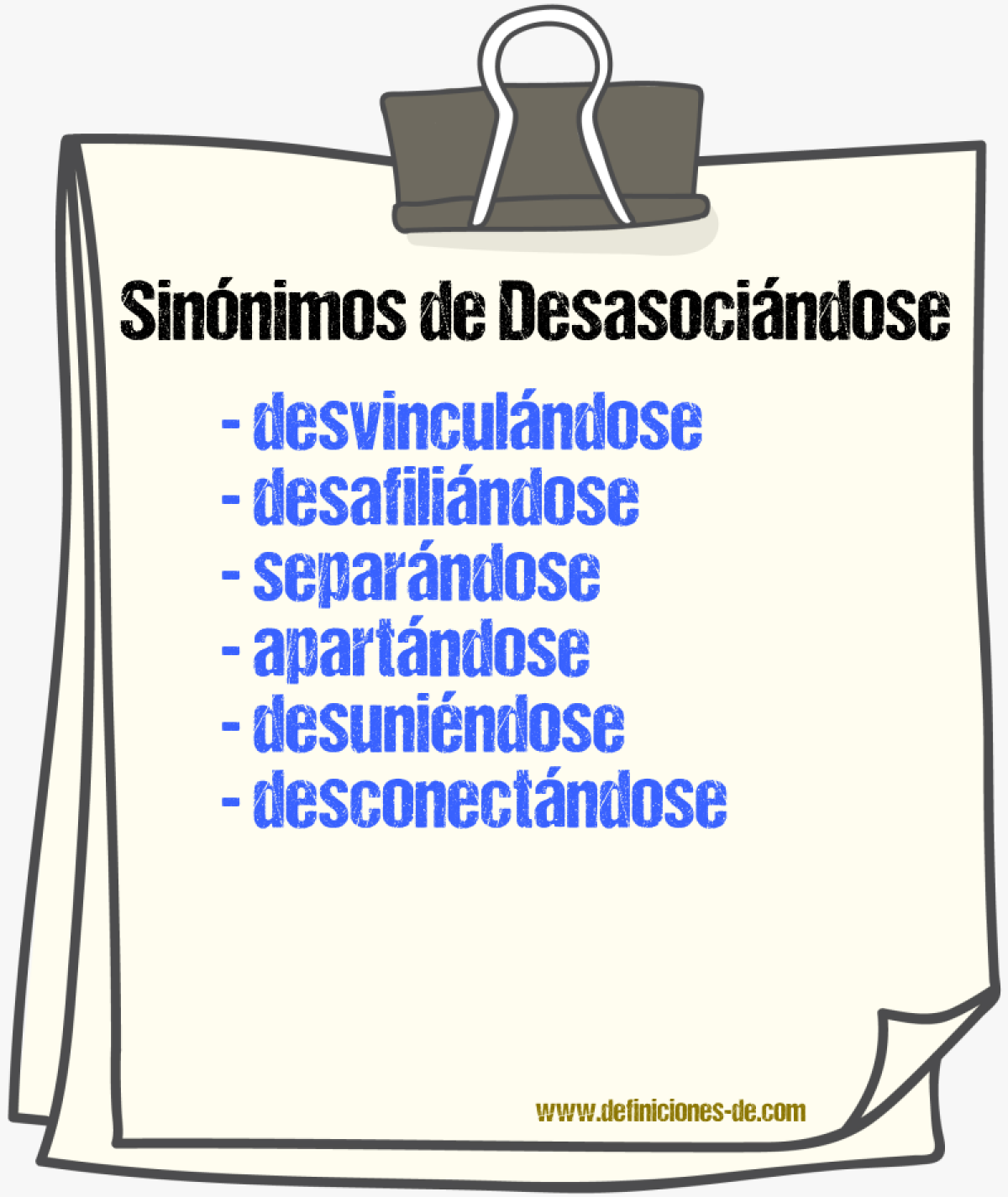 Sinónimos de desasociándose
