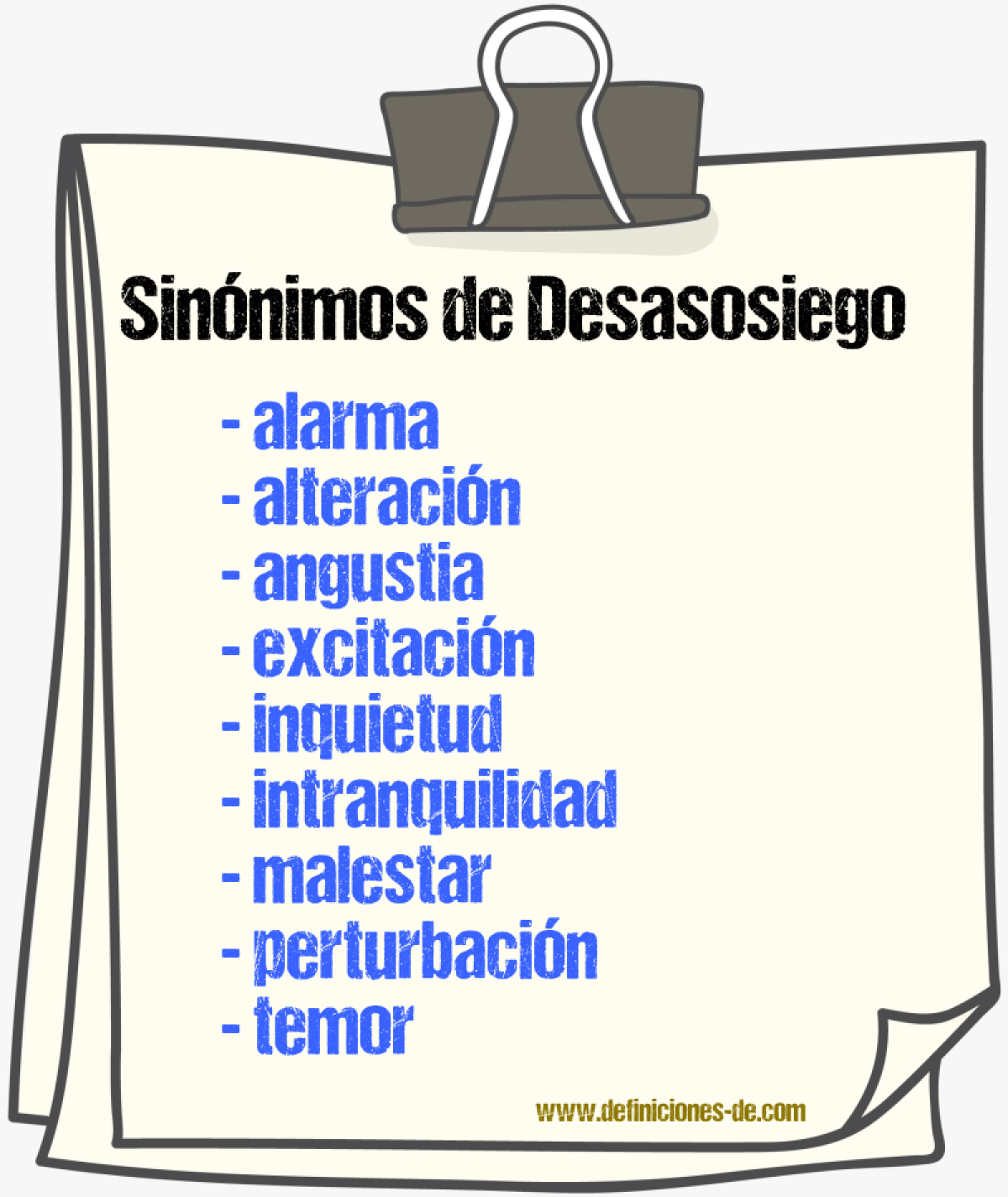 Sinnimos de desasosiego