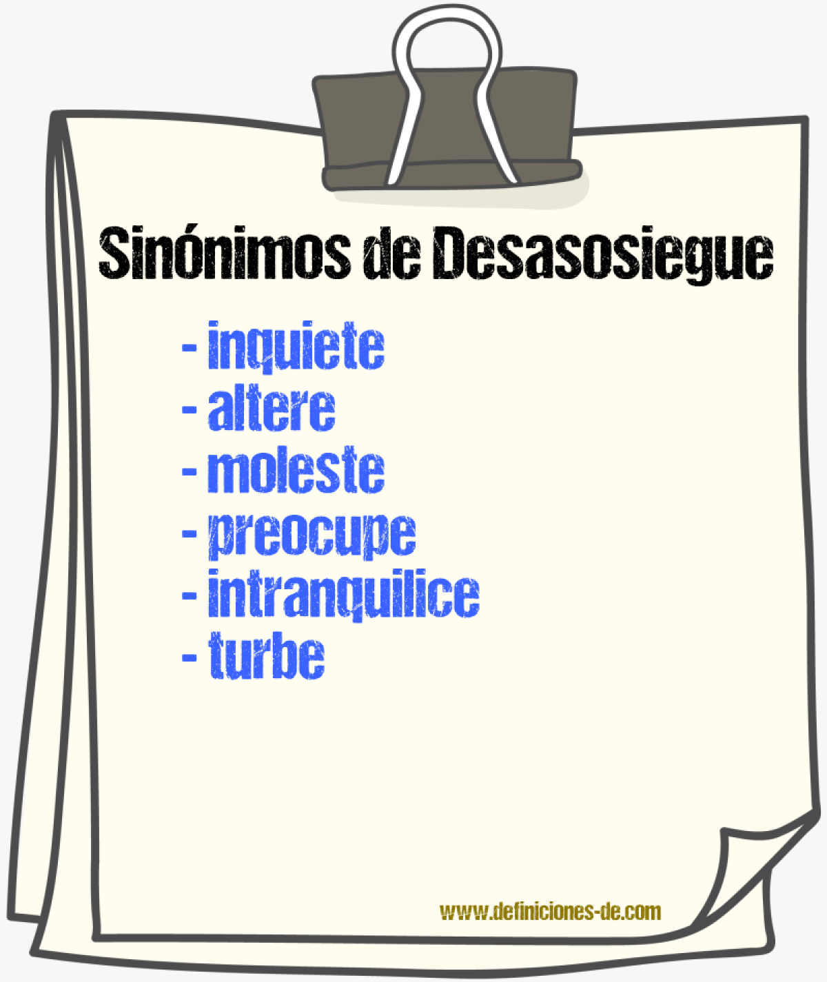 Sinónimos de desasosiegue