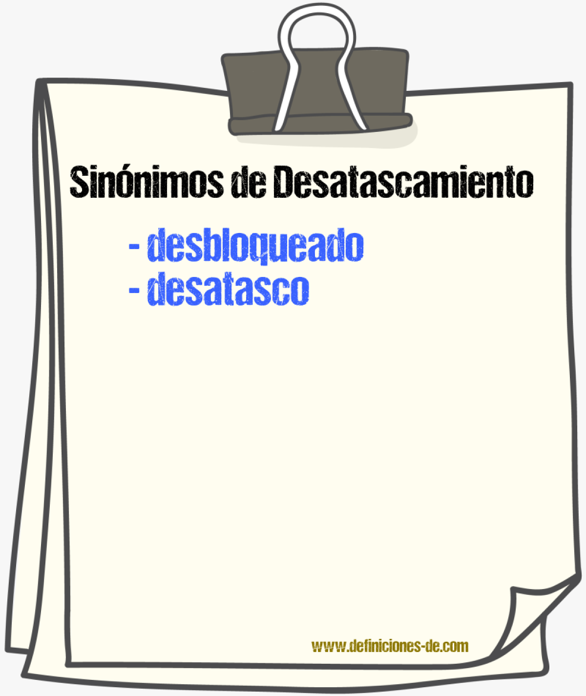 Sinnimos de desatascamiento