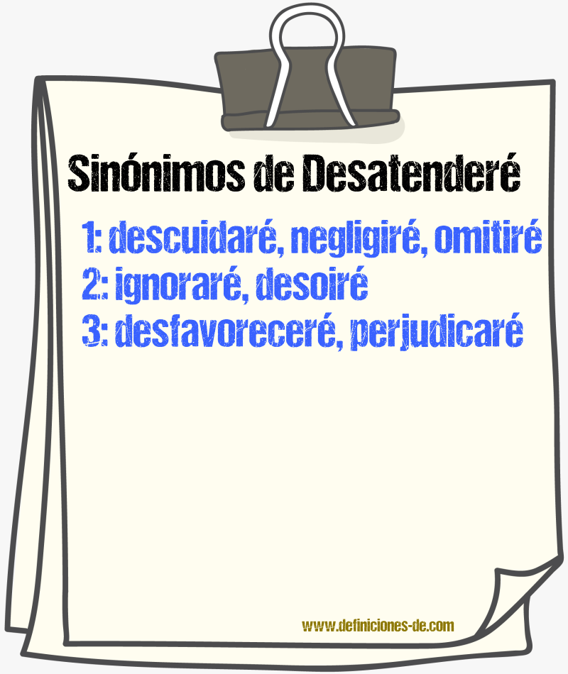 Sinónimos de desatenderé