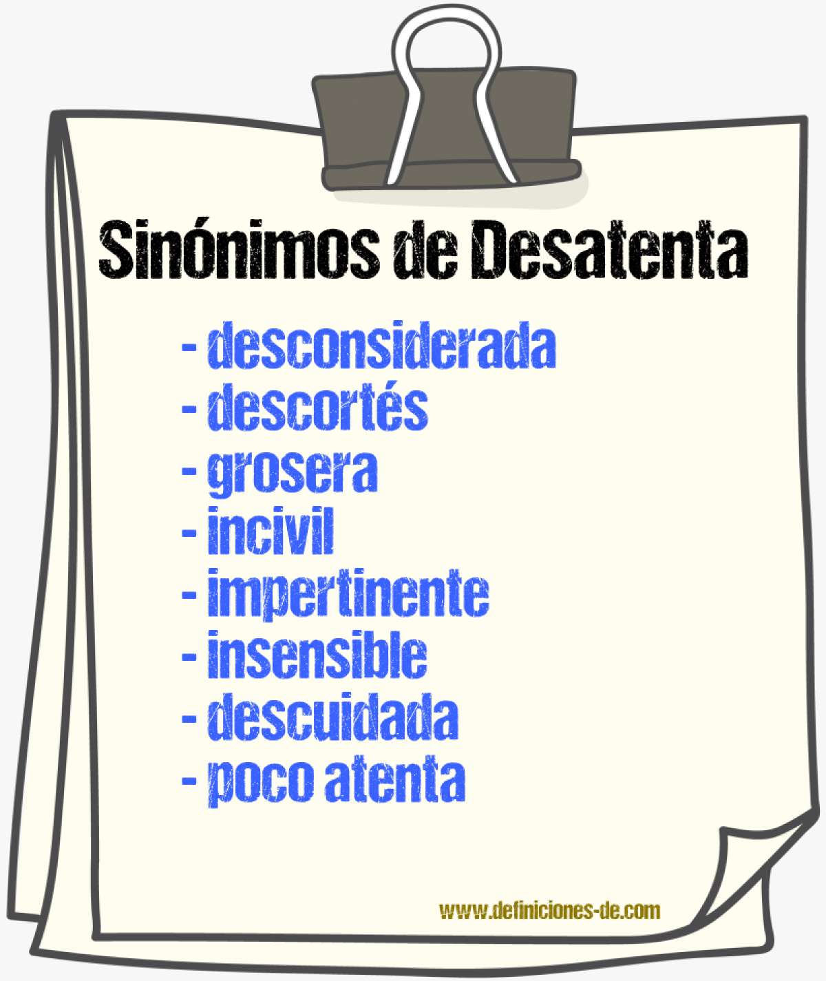 Sinónimos de desatenta
