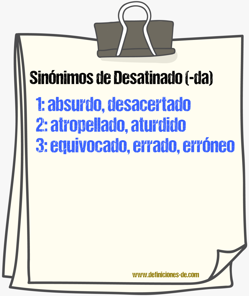 Sinnimos de desatinado