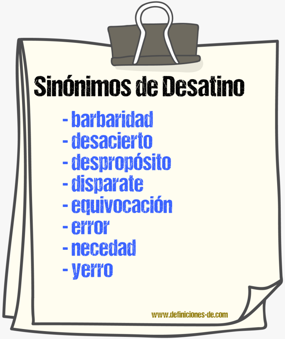 Sinnimos de desatino