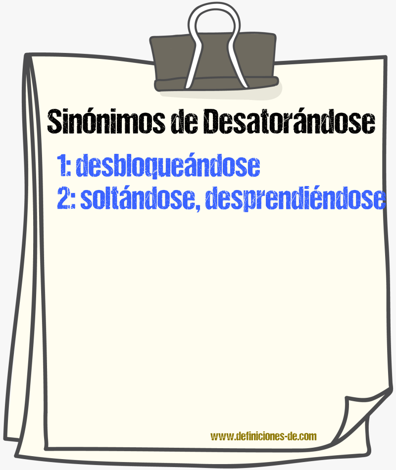 Sinónimos de desatorándose
