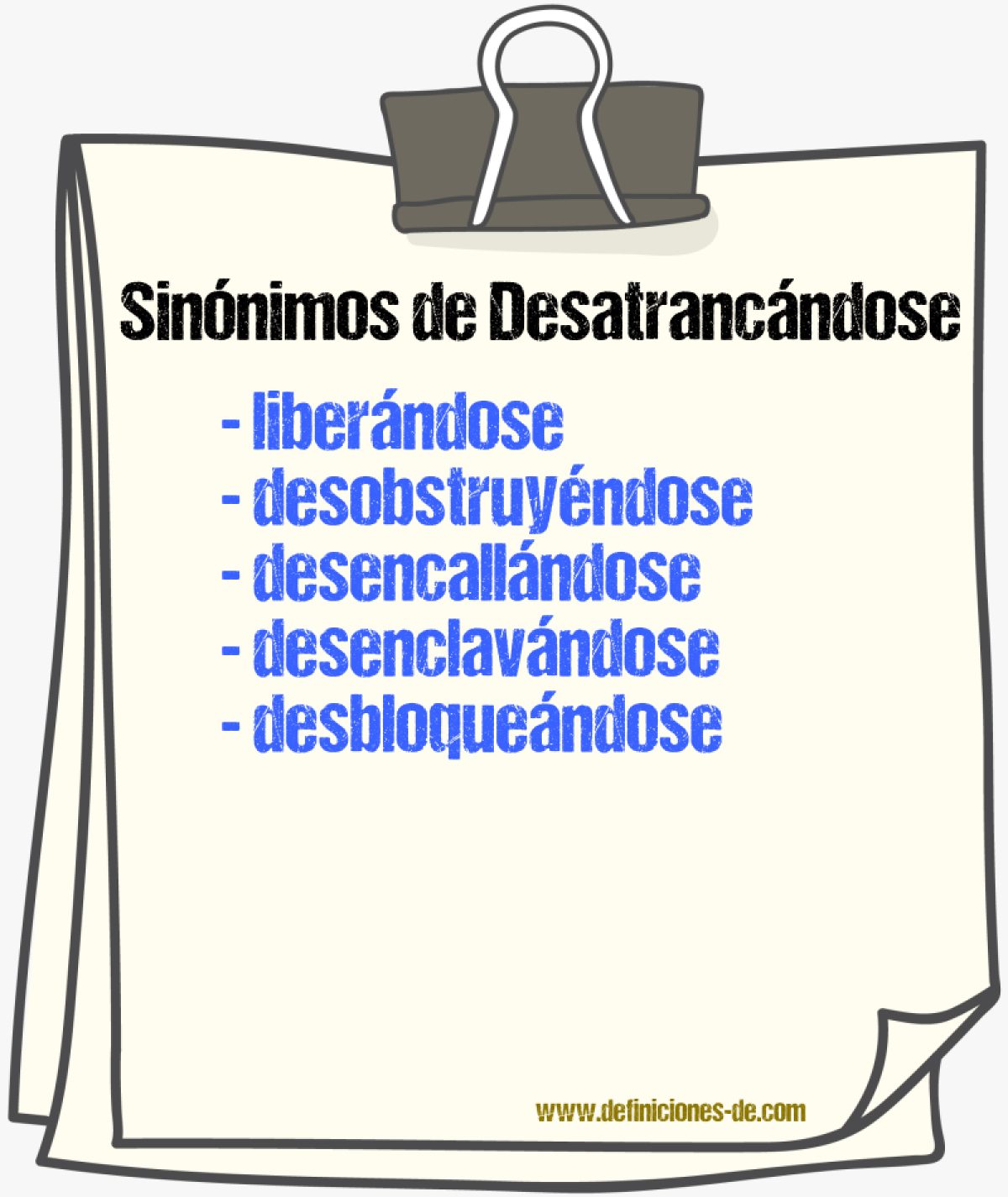Sinónimos de desatrancándose