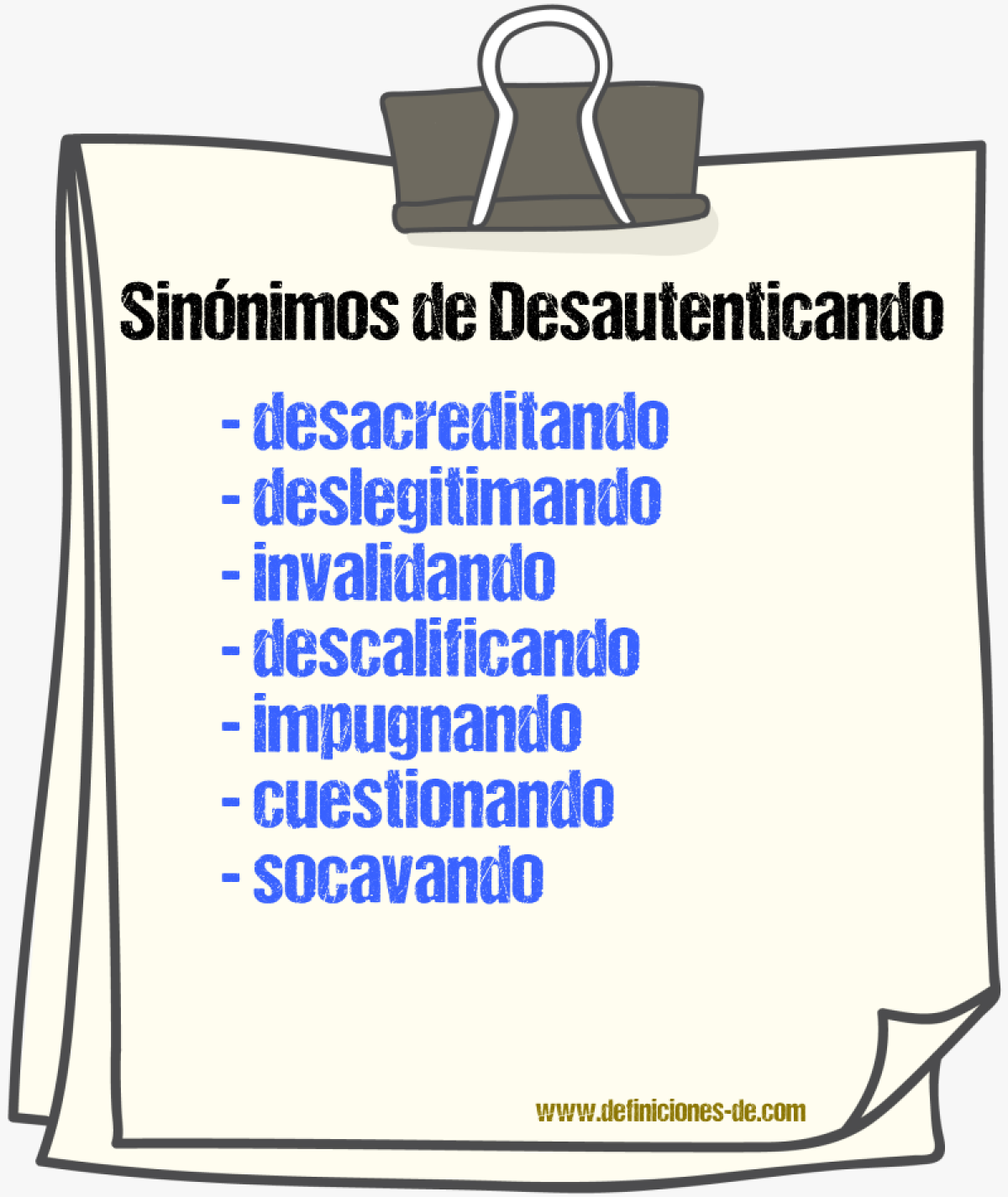 Sinónimos de desautenticando