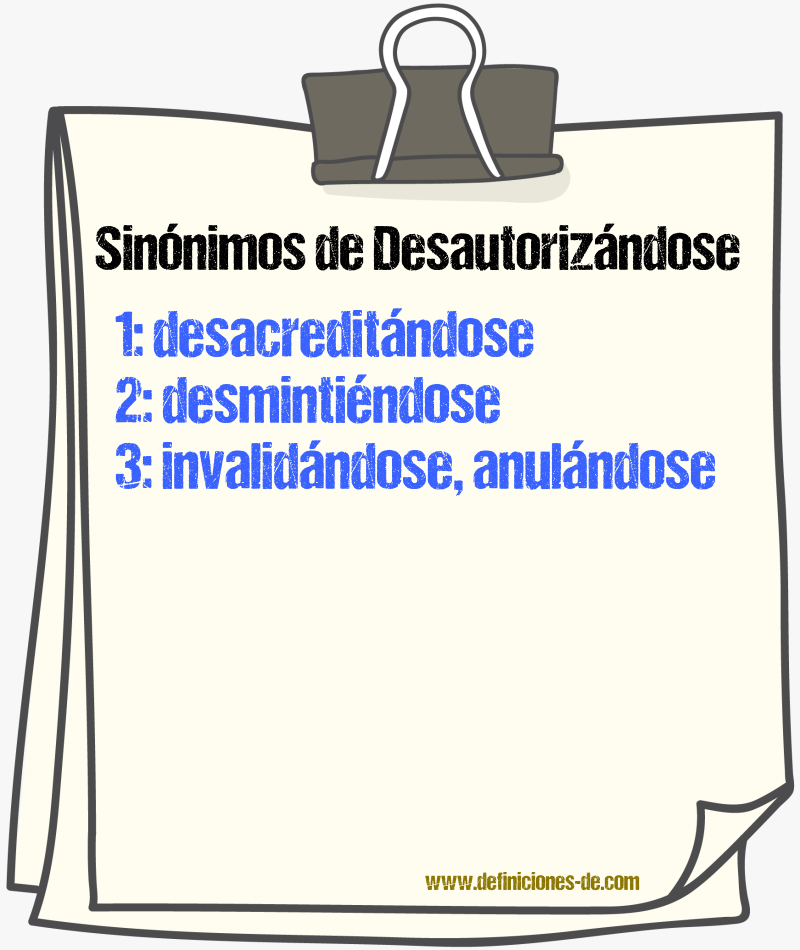 Sinónimos de desautorizándose