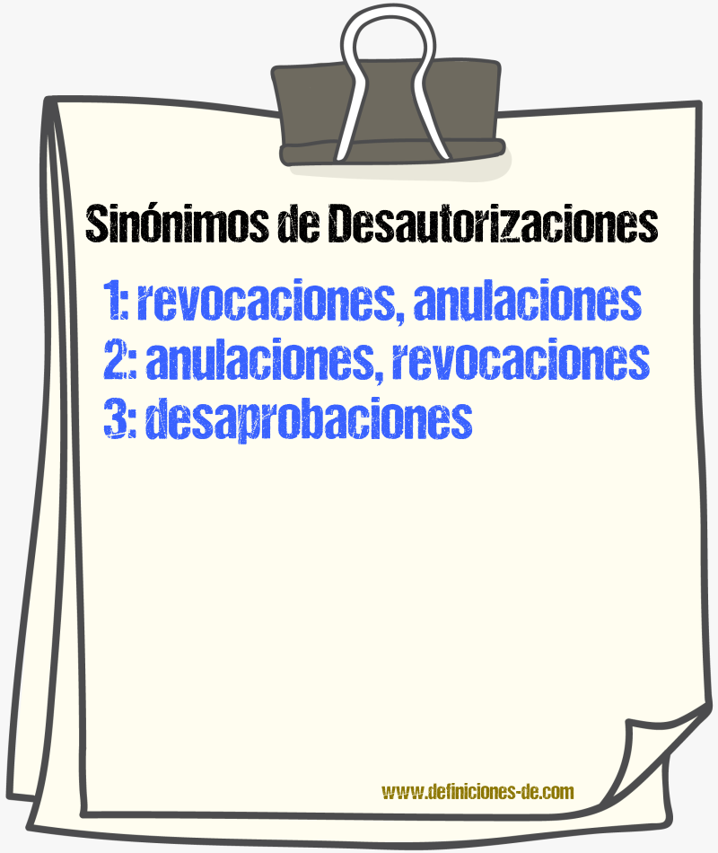 Sinónimos de desautorizaciones