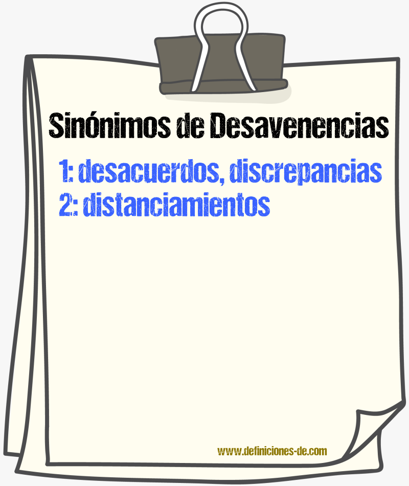 Sinónimos de desavenencias