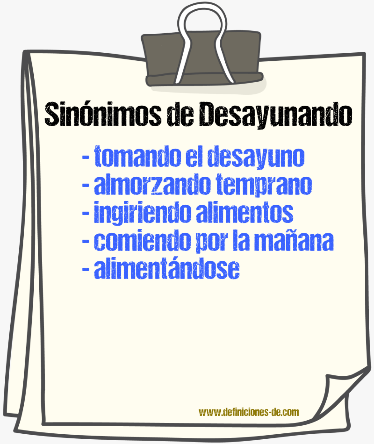 Sinónimos de desayunando