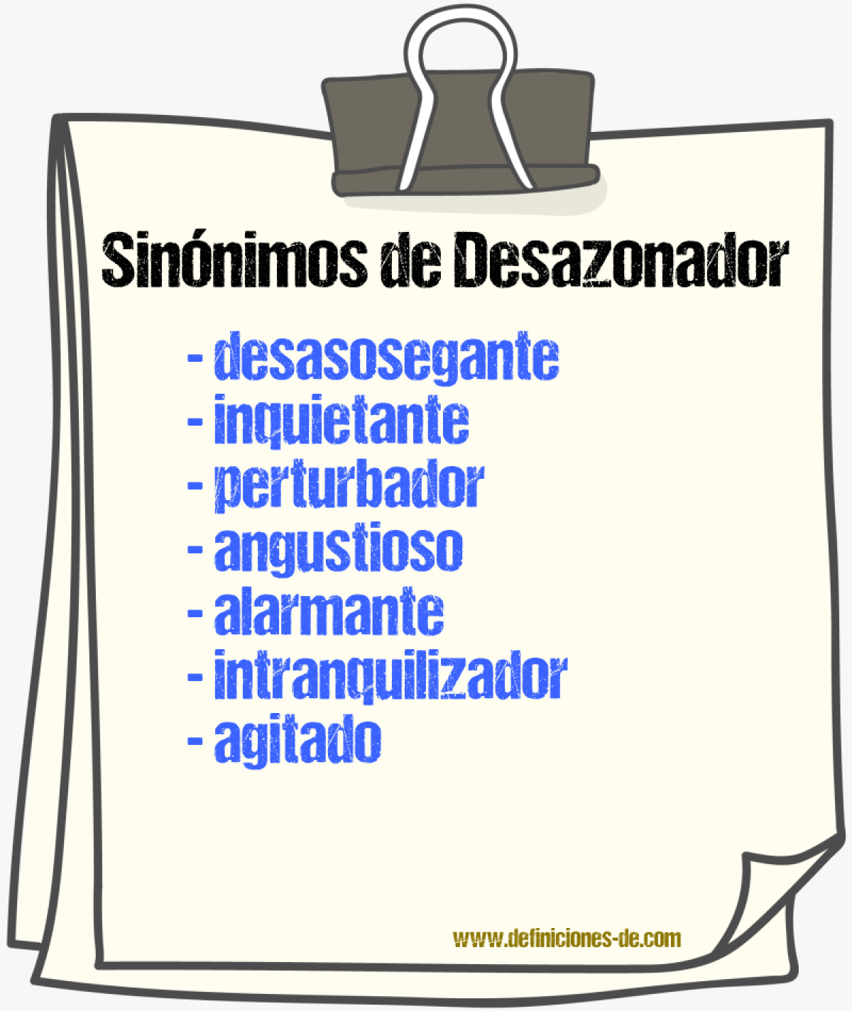 Sinónimos de desazonador