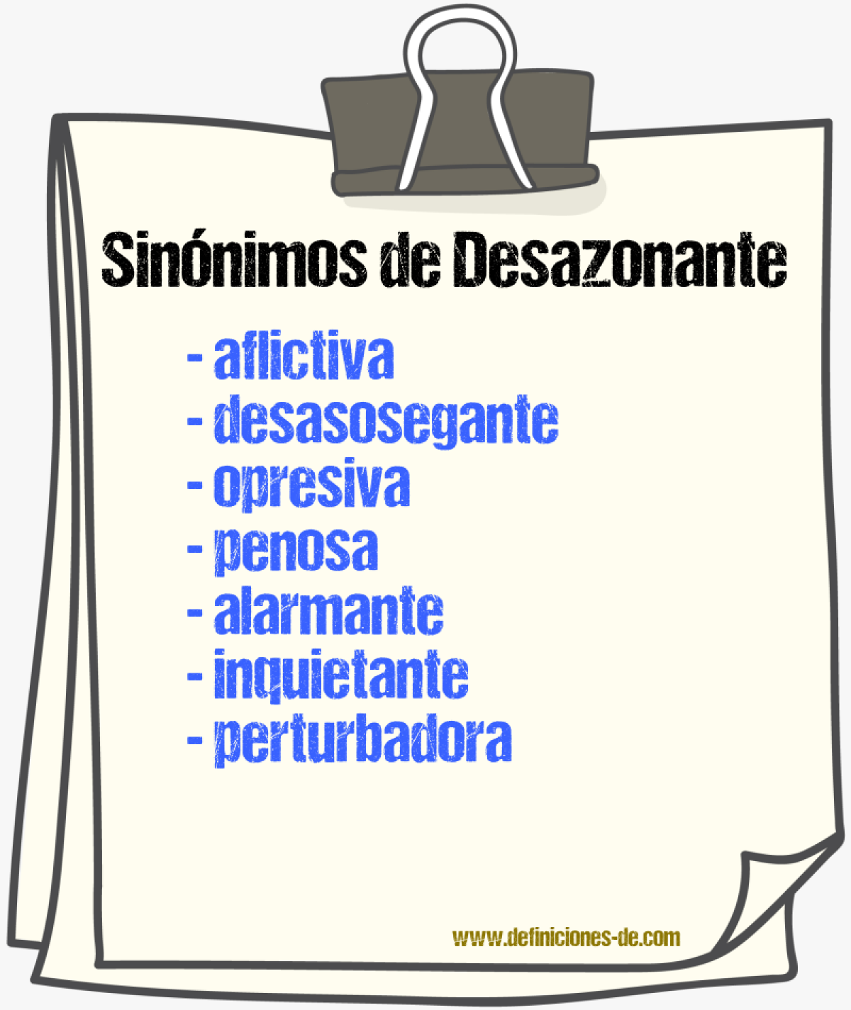 Sinónimos de desazonante