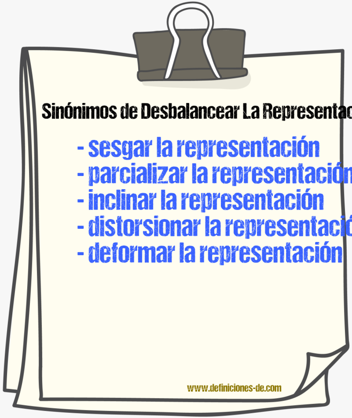Sinónimos de desbalancear la representación