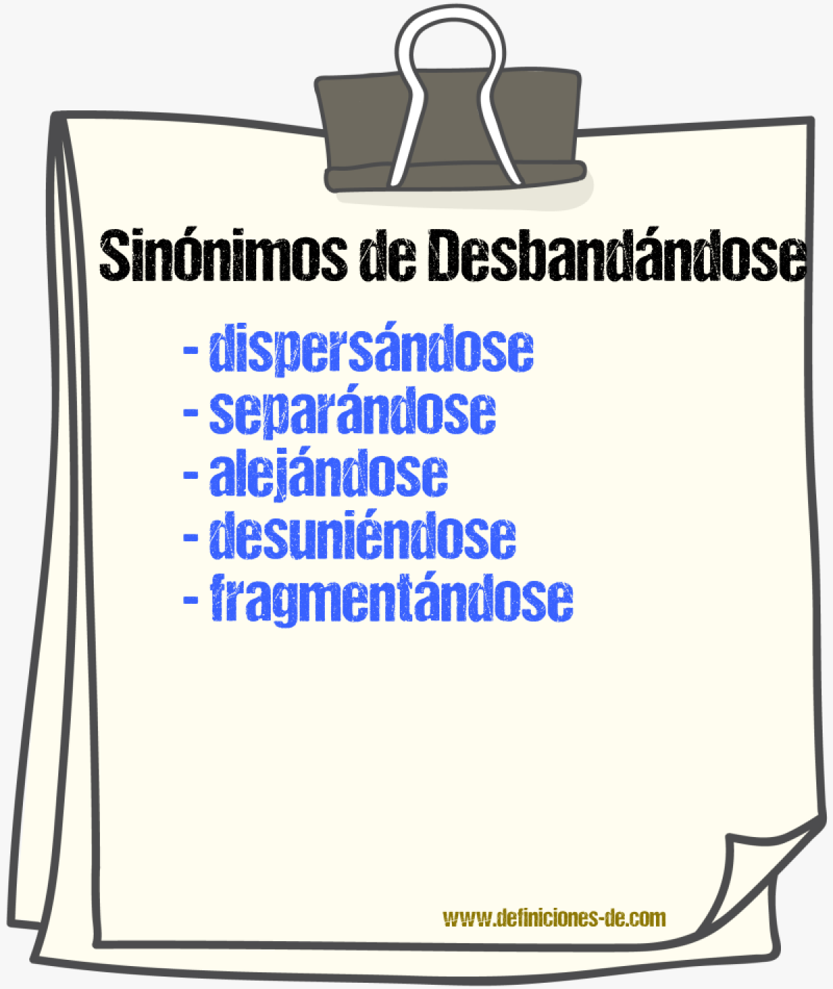 Sinónimos de desbandándose
