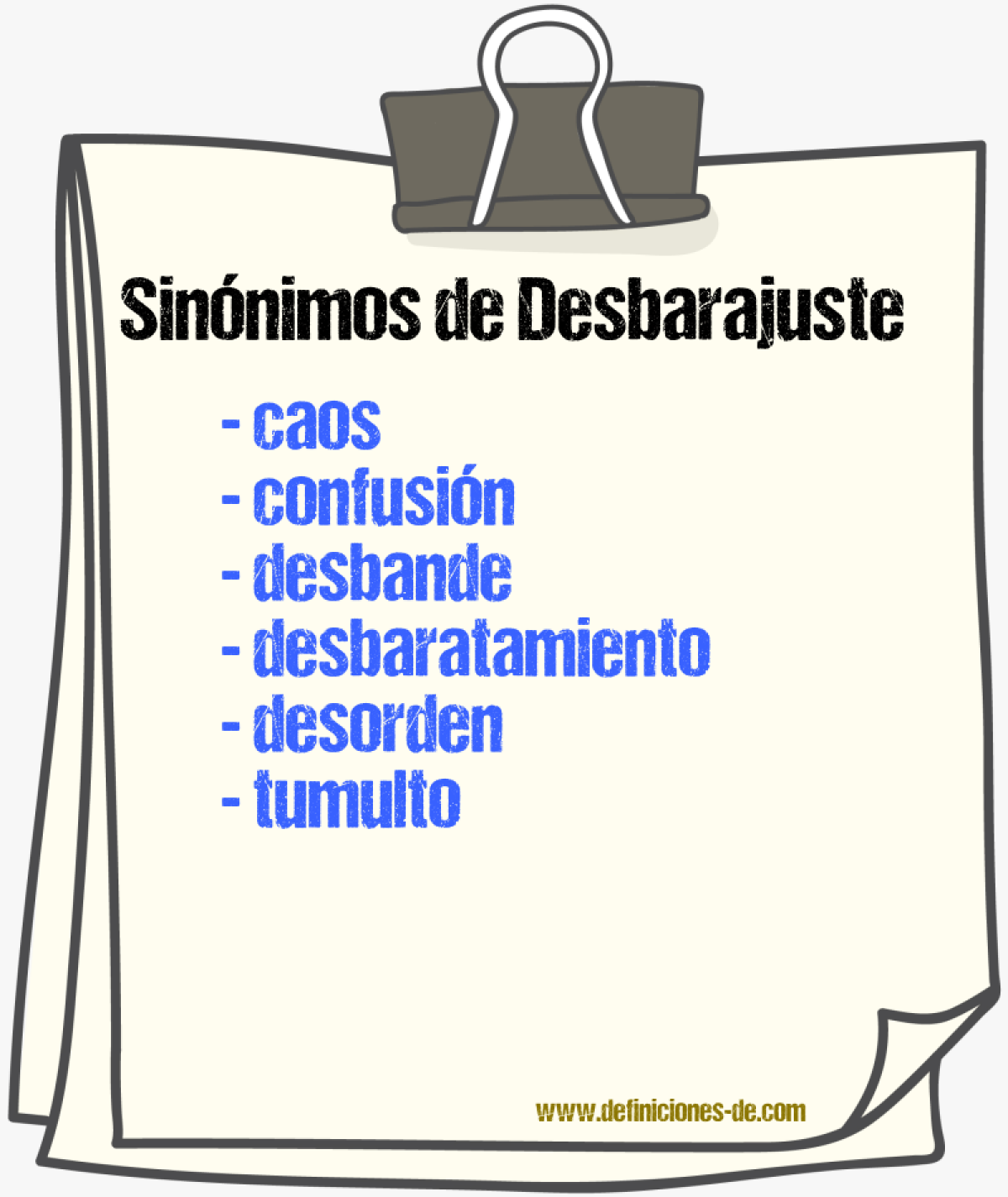 Sinnimos de desbarajuste