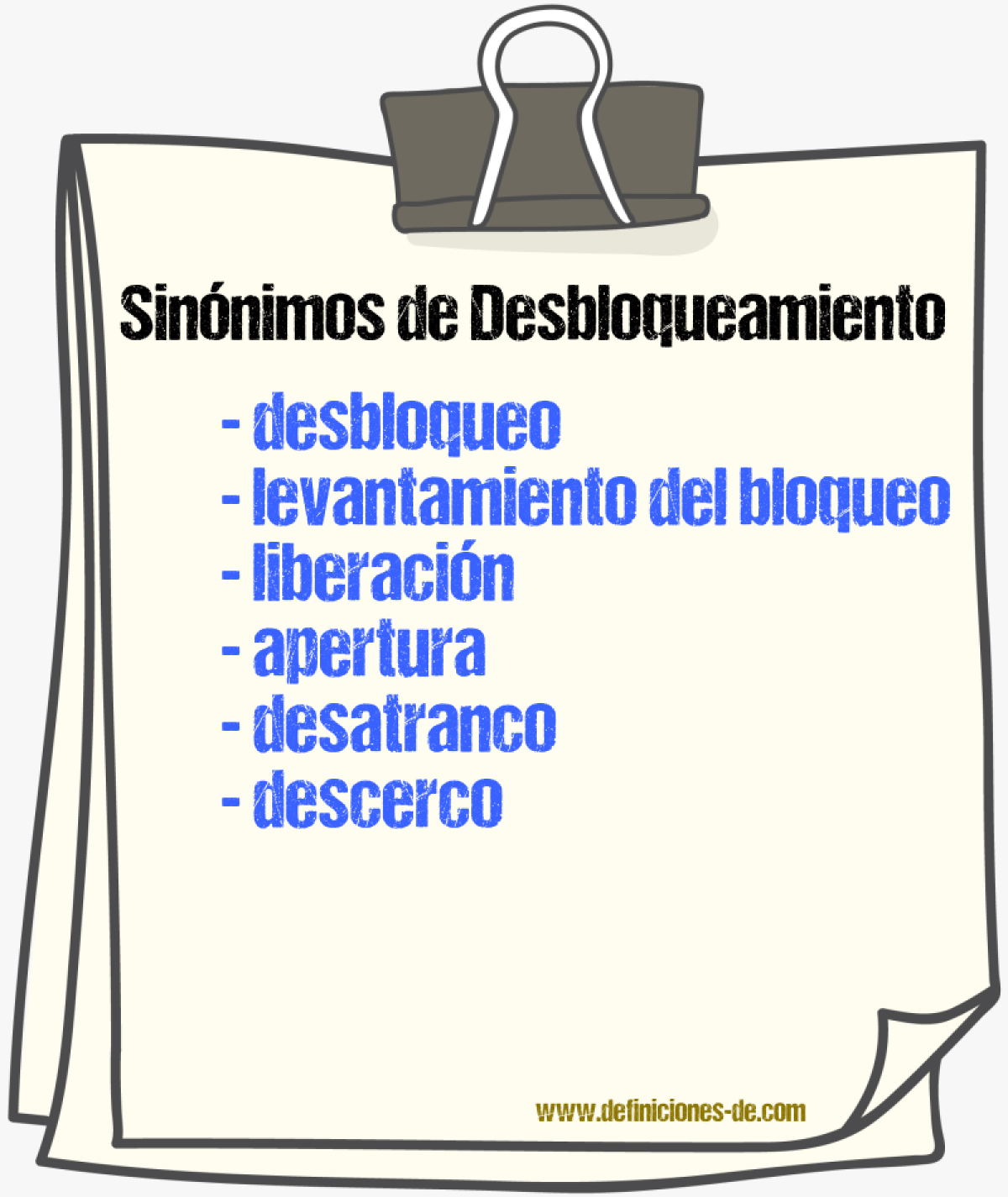 Sinónimos de desbloqueamiento