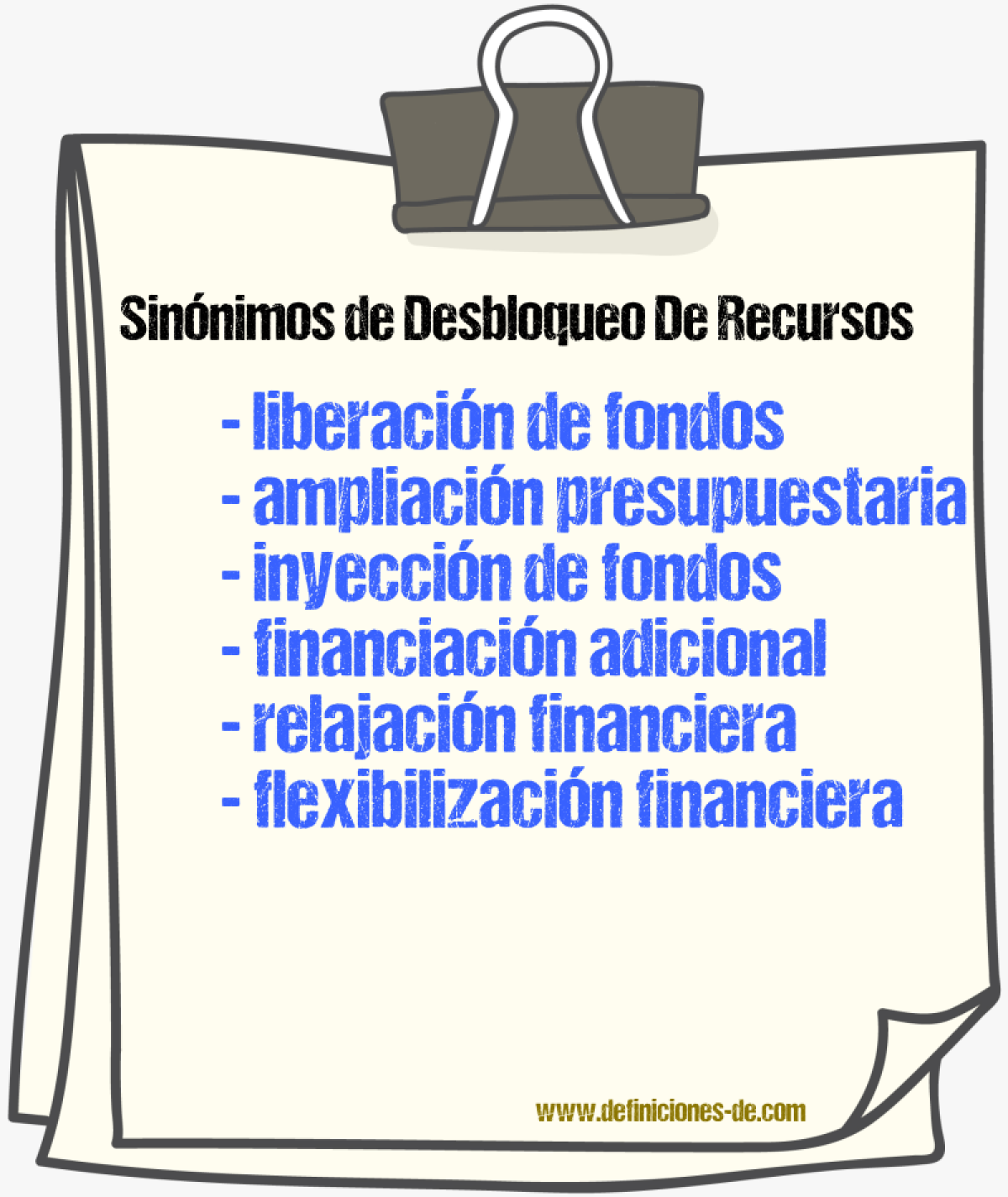 Sinónimos de desbloqueo de recursos