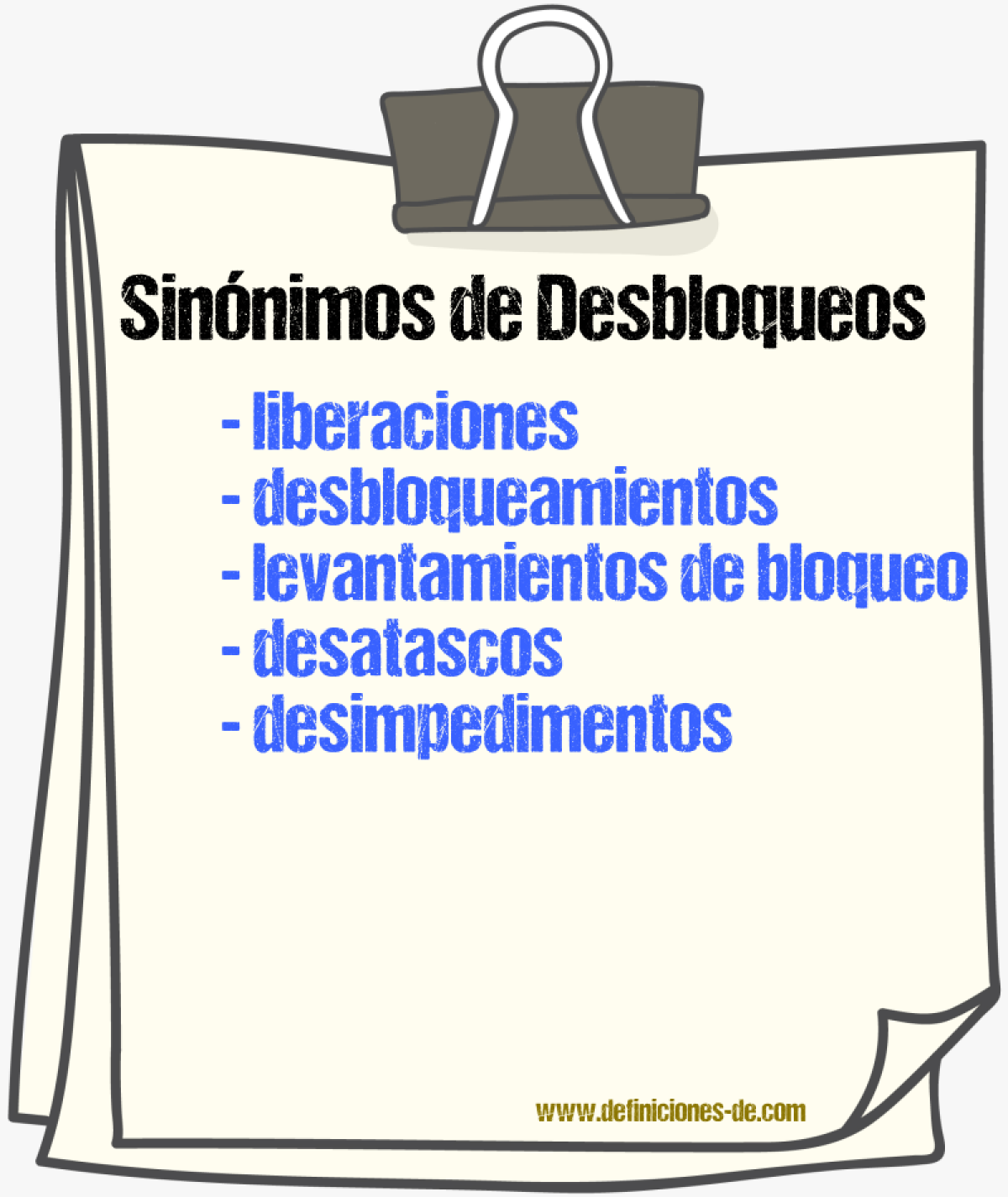 Sinónimos de desbloqueos