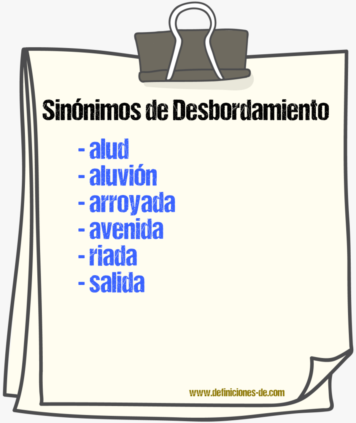 Sinnimos de desbordamiento