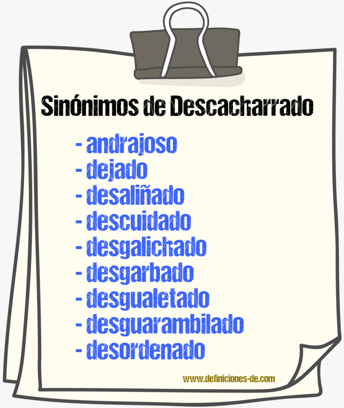 Sinnimos de descacharrado