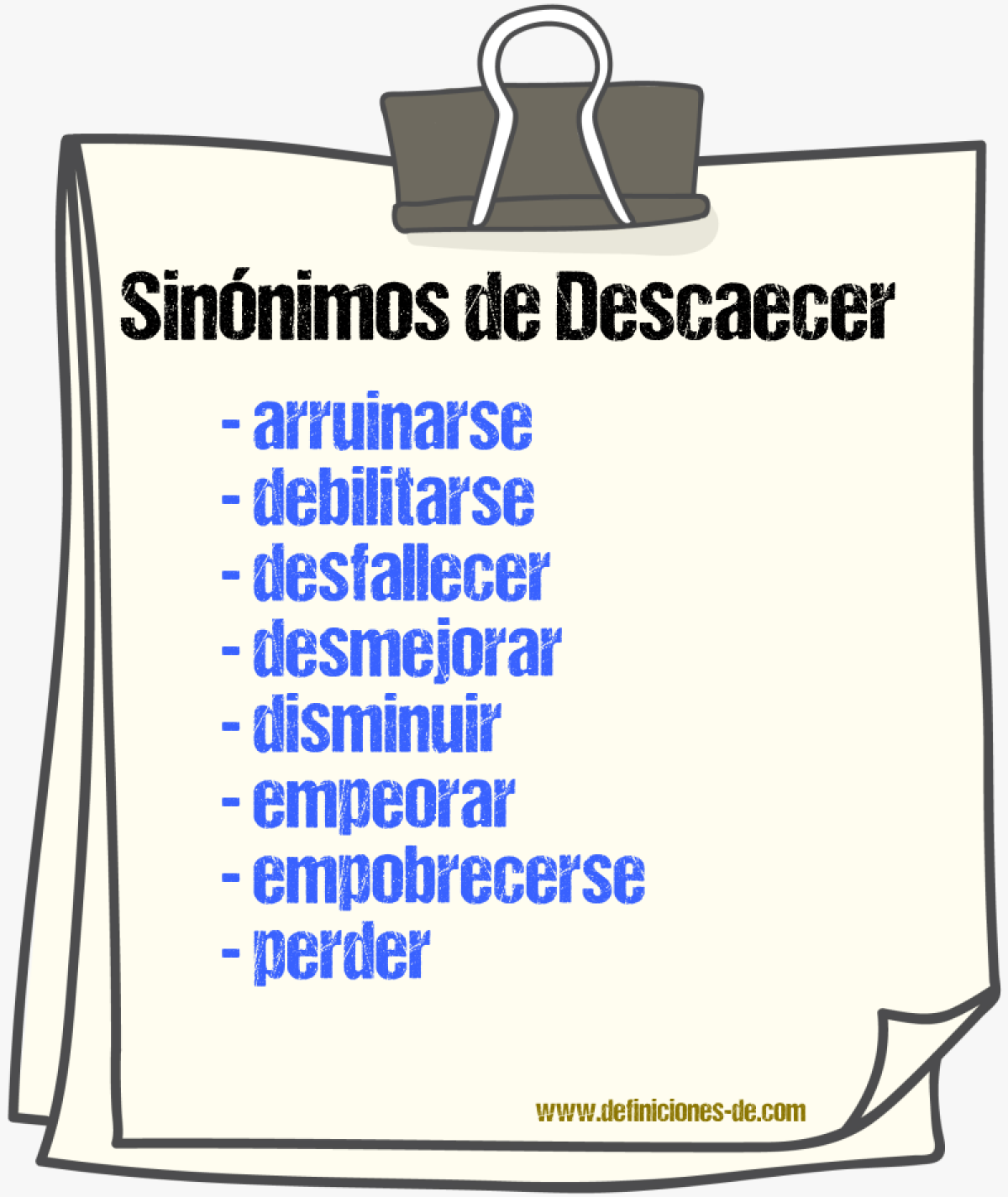 Sinnimos de descaecer