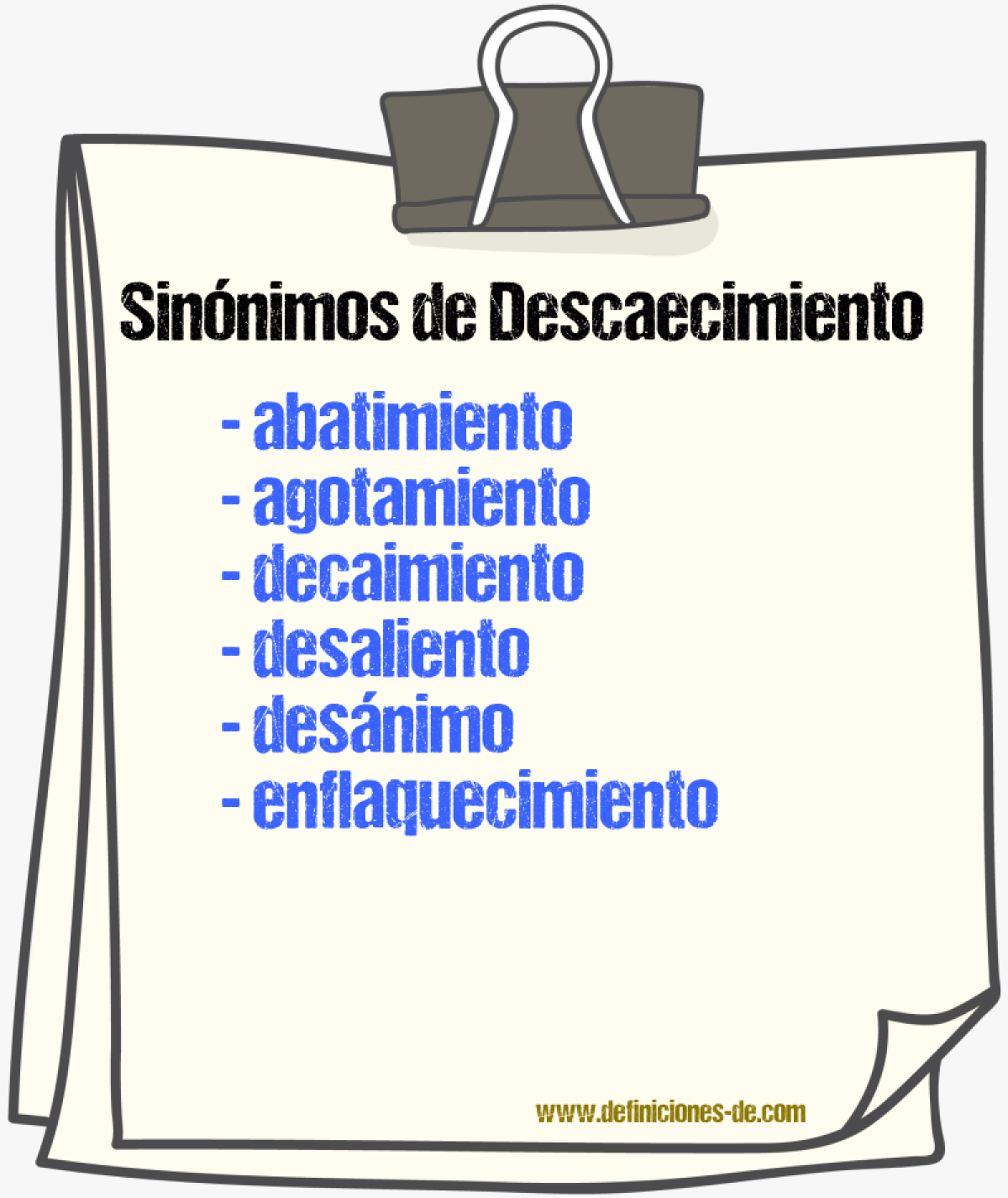 Sinnimos de descaecimiento