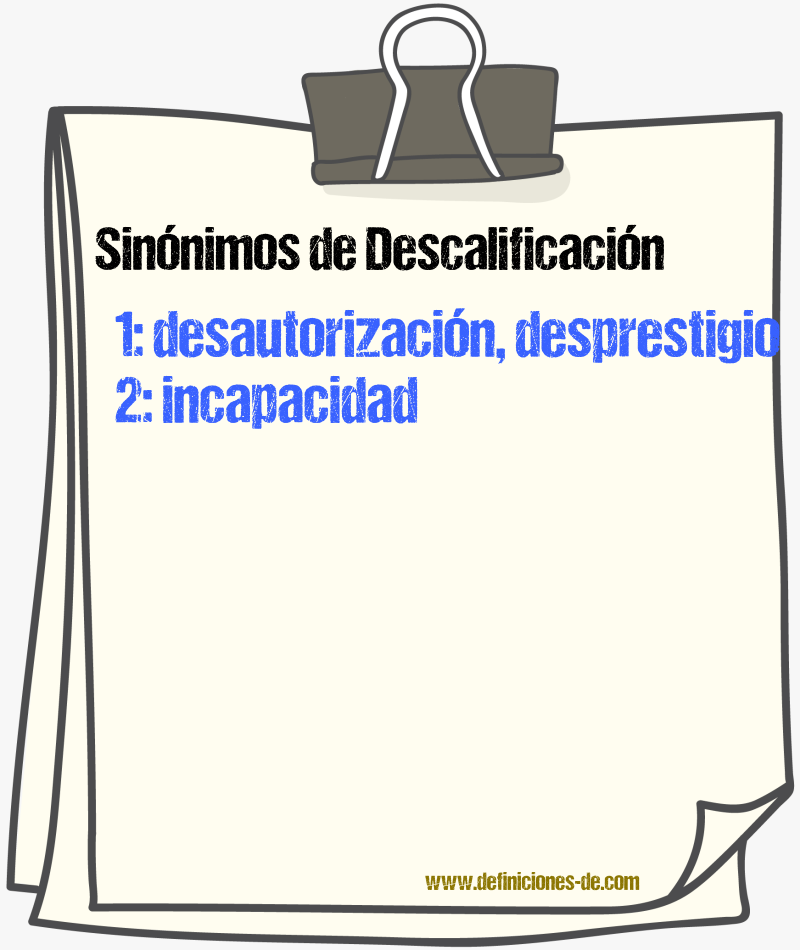 Sinnimos de descalificacin