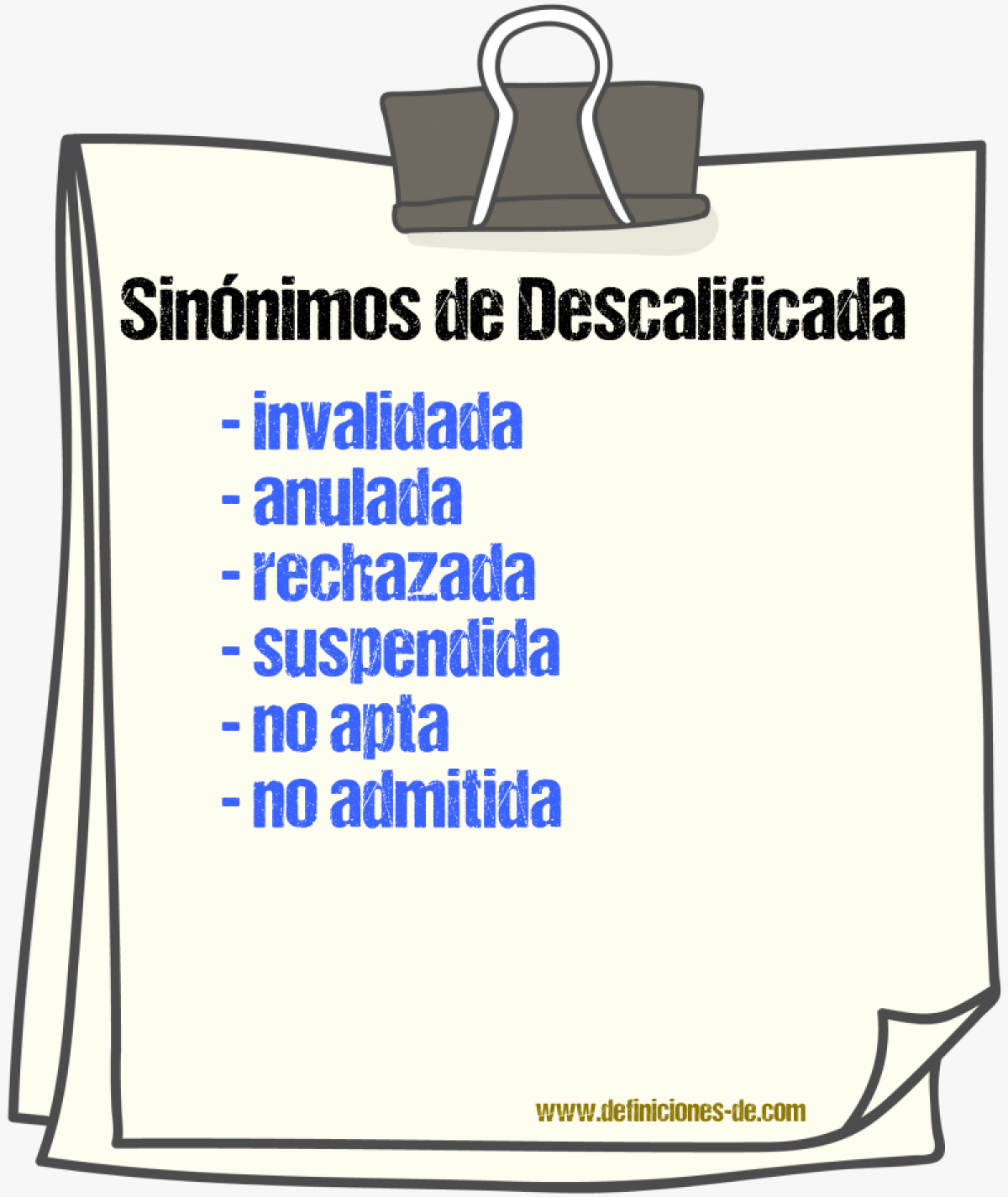 Sinónimos de descalificada