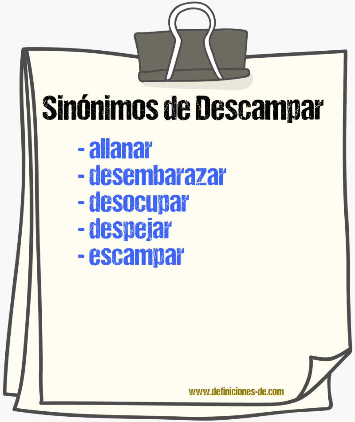 Sinnimos de descampar