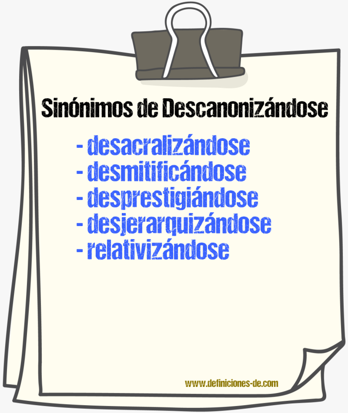 Sinónimos de descanonizándose