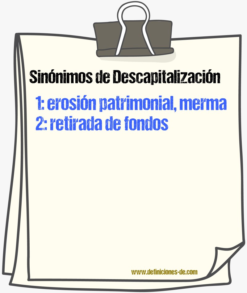 Sinónimos de descapitalización