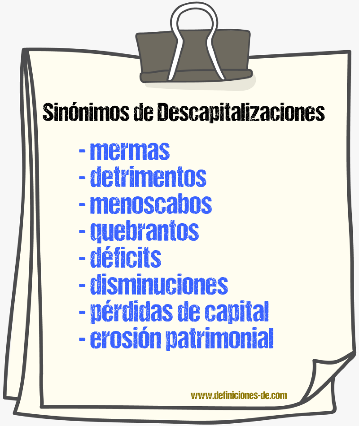 Sinónimos de descapitalizaciones