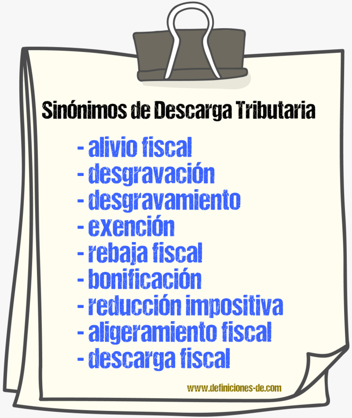 Sinónimos de descarga tributaria