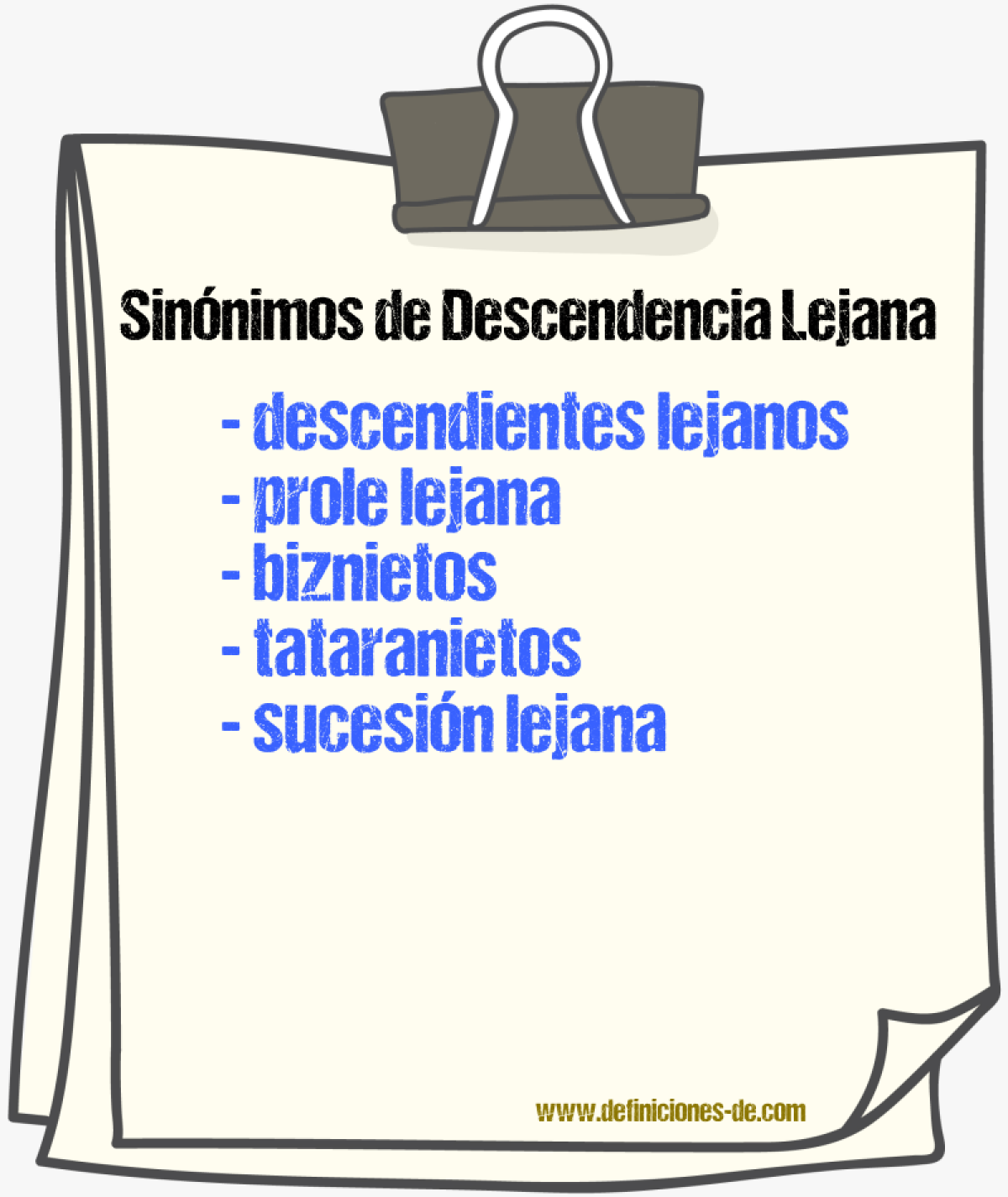 Sinónimos de descendencia lejana
