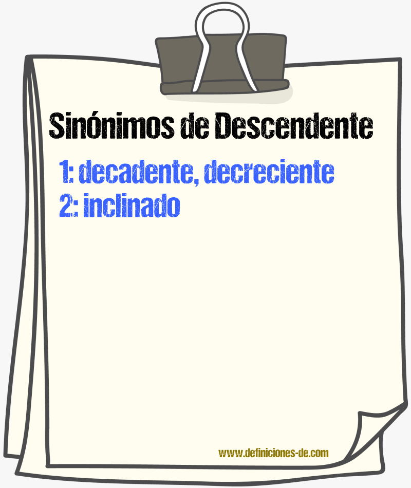 Sinnimos de descendente