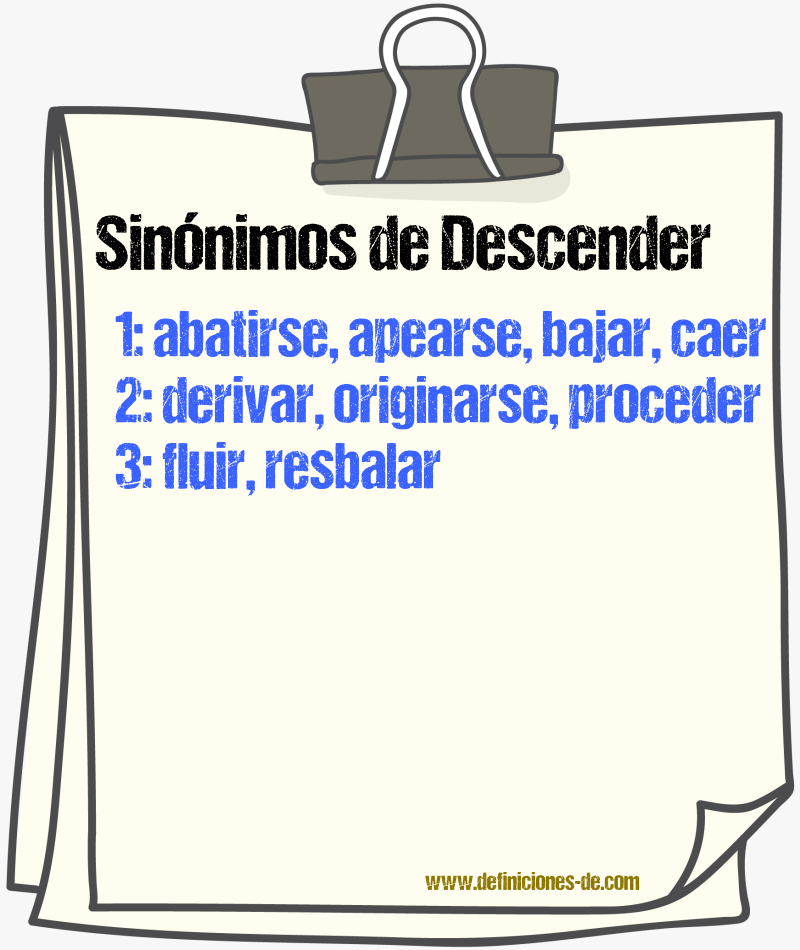 Sinnimos de descender