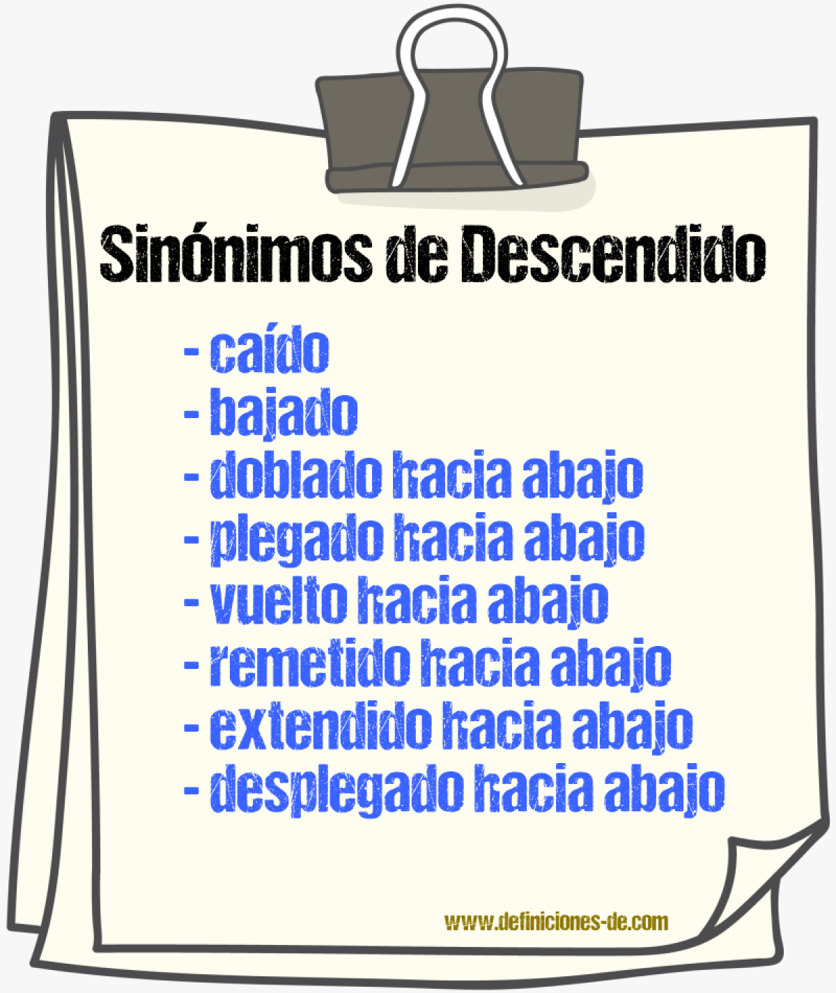 Sinónimos de descendido