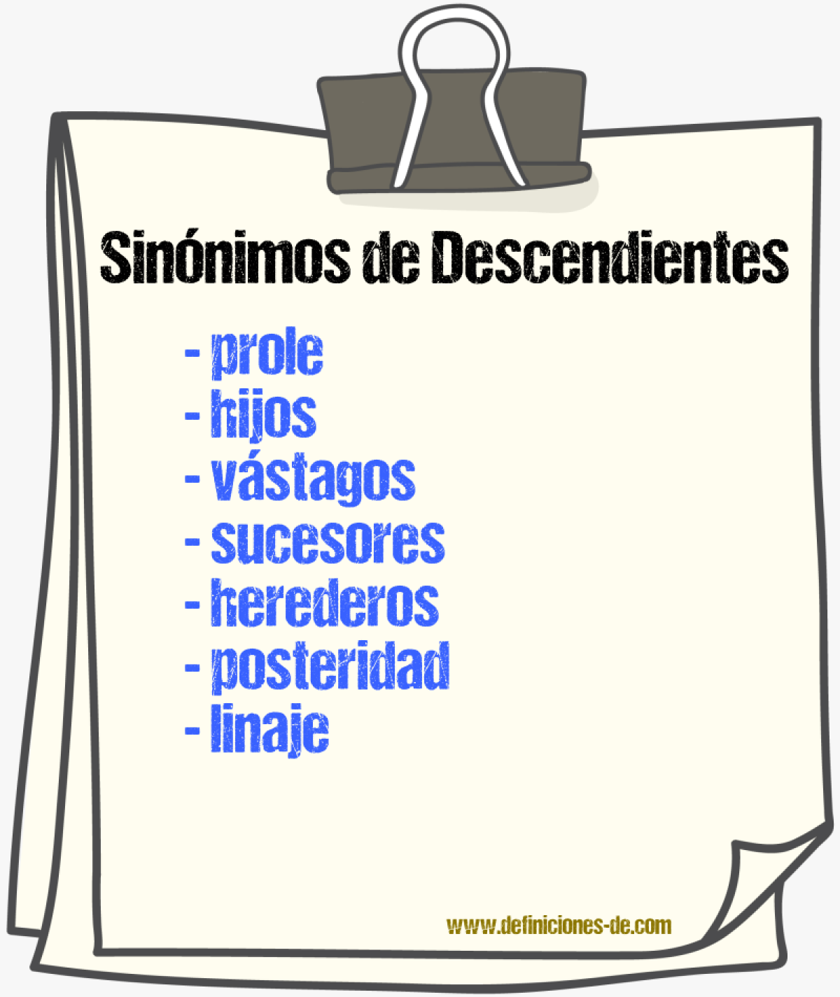 Sinónimos de descendientes